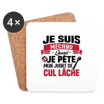 Je suis mécano humour cadeau mécanicien - Dessous de verre (lot de 4) - blanc - Devant