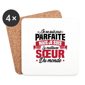 Pas parfaite mais la meilleure Sœur du monde - Dessous de verre (lot de 4) - blanc - Devant