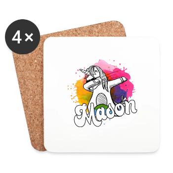 MASON - Beautiful Boy Name with Cool Unicorn - Coasters (set of 4) - white - Front