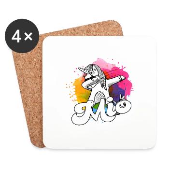 MIO - Beau nom de garçon avec licorne cool - Dessous de verre (lot de 4) - blanc - Devant