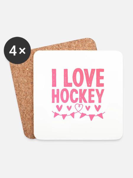 Ich liebe Hockey - Untersetzer (4er-Set) - Weiß