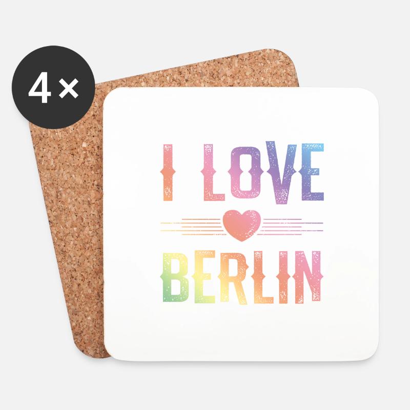 I Love Berlin - Untersetzer (4er-Set) - Weiß