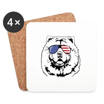 CHOW CHOW Amerika Fahne Sonnenbrille Wilsigns - Untersetzer (4er-Set) - Weiß - Vorne
