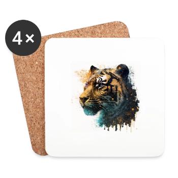 Tigre Glamour sauvage - Dessous de verre (lot de 4) - blanc - Devant