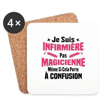 Je suis une infirmière pas magicienne - Dessous de verre (lot de 4) - blanc - Devant