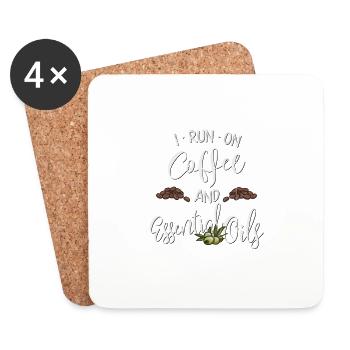I Run On Coffee & Essential Oils Olive Oil Coffee - Coasters (set of 4) - white - Front