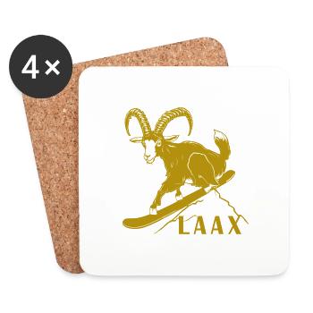 Laax Graubünden Steinbock Snowboard Schweiz - Untersetzer (4er-Set) - Weiß - Vorne