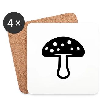 Champignon - Dessous de verre (lot de 4) - blanc - Devant