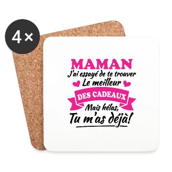 Maman meilleur cadeau pour fête des mères - Dessous de verre (lot de 4) - blanc - Devant