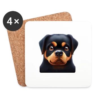 Playful Rottweiler Design - Coasters (set of 4) - white - Front