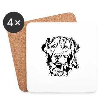Golden Retriever Portrait Chien Chiens Wilsigns - Dessous de verre (lot de 4) - blanc - Devant