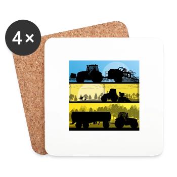 Traktor Stripes 2 I Trecker Kinder Lustig Design - Untersetzer (4er-Set) - Weiß - Vorne