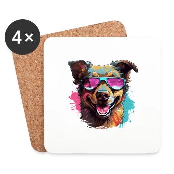 Propriétaires de chiens Odeurs de chien Drôles de chiens Amour de chien - Dessous de verre (lot de 4) - blanc - Devant