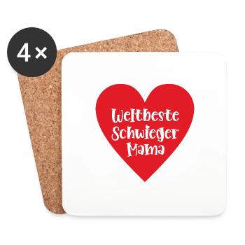 Weltbeste Schwiegermama Beste Schwiegermutter Mama - Untersetzer (4er-Set) - Weiß - Vorne