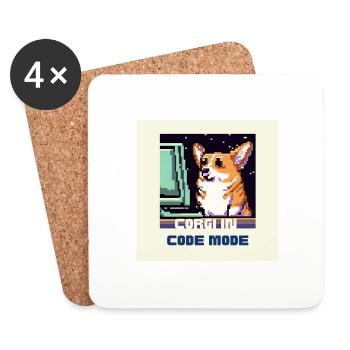 Corgi in Code Mode - Untersetzer (4er-Set) - Weiß - Vorne