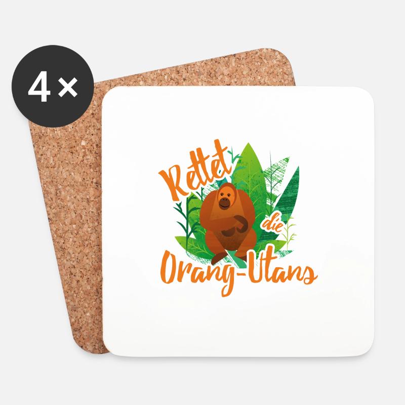 Rettet die Orang-Utans - Untersetzer (4er-Set) - Weiß