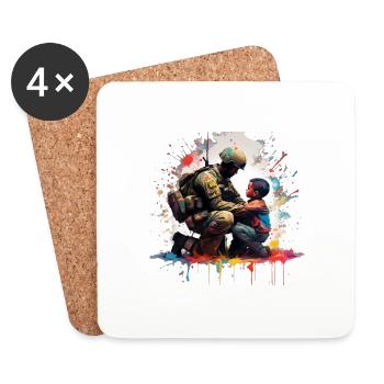 Soldier and Child - Coasters (set of 4) - white - Front