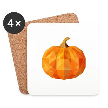 Polygon-Herbstkürbis: Geometrische Herbstschönheit - Untersetzer (4er-Set) - Weiß - Vorne