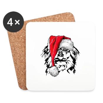 Père Noël pékinois chiens chien Wilsigns - Dessous de verre (lot de 4) - blanc - Devant