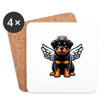 Sweet Rottweiler Angel - Aimant et proche du ciel - Dessous de verre (lot de 4) - blanc - Devant