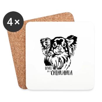 Loved by a Chihuahua Dogs Saying Dog Wilsigns - Coasters (set of 4) - white - Front