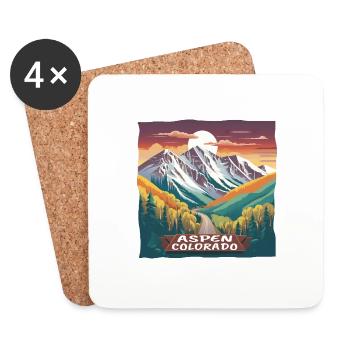 Aspen Colorado Winter Sports Ski Resort Skiing - Coasters (set of 4) - white - Front