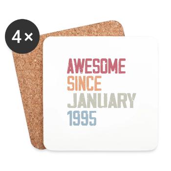 Birthday January 1995 Retro 1995 January - Coasters (set of 4) - white - Front