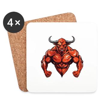 Bulle Stier Beast Bodybuilding Martial Arts MMA - Untersetzer (4er-Set) - Weiß - Vorne