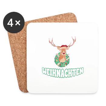 Frohe Weihnachten - Untersetzer (4er-Set) - Weiß - Vorne
