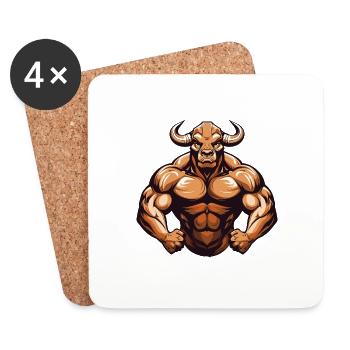 Bulle Stier Muskeln Beast Gym Martial Arts MMA - Untersetzer (4er-Set) - Weiß - Vorne