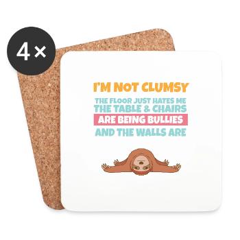 I'm Not Clumsy The Floor Hates Me Foolish Sloth - Coasters (set of 4) - white - Front