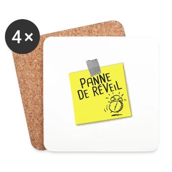 panne de réveil humour être en retard - Dessous de verre (lot de 4) - blanc - Devant