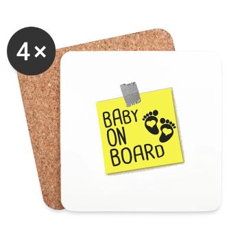 baby on board - Coasters (set of 4) - white - Front