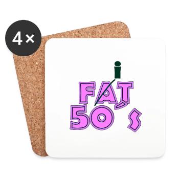 Fat Années 50 Rose Vert Foncé - Dessous de verre (lot de 4) - blanc - Devant