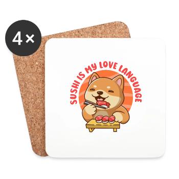 Shiba Inu Hund Sushi Japan Akita I Geschenk - Untersetzer (4er-Set) - Weiß - Vorne