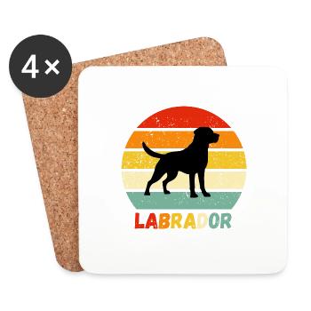 Labrador Retriever Labbi Dog Retro Gift Wau - Coasters (set of 4) - white - Front