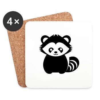 panda roux - Dessous de verre (lot de 4) - blanc - Devant
