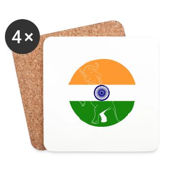 Indien Inder Hindu Stolz Flagge Land I Geschenk - Untersetzer (4er-Set) - Weiß - Vorne