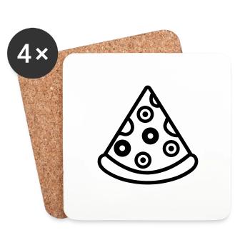 part de pizza - Dessous de verre (lot de 4) - blanc - Devant