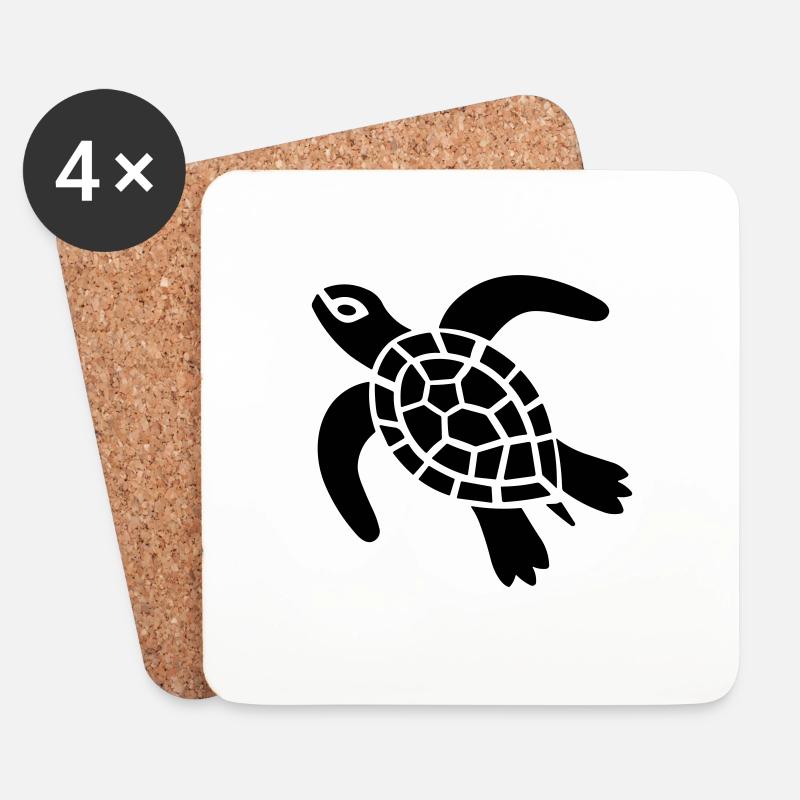 Schildkröte - Untersetzer (4er-Set) - Weiß