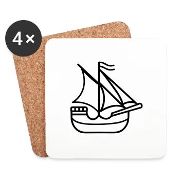 Bateau pirate - Dessous de verre (lot de 4) - blanc - Devant