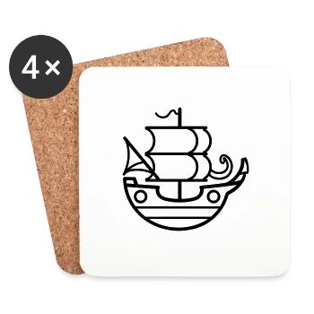 Piratenschiff - Untersetzer (4er-Set) - Weiß - Vorne