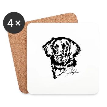 Stabyhoun Portrait Dog Dog Stabjihoun Wilsigns - Coasters (set of 4) - white - Front