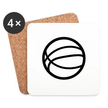 Ballon de basket - Dessous de verre (lot de 4) - blanc - Devant