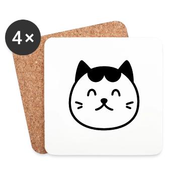 cat - Coasters (set of 4) - white - Front