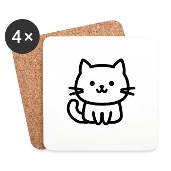 chat - Dessous de verre (lot de 4) - blanc - Devant