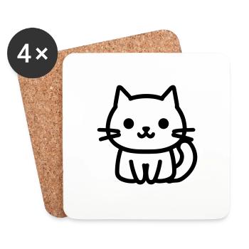cat - Coasters (set of 4) - white - Front