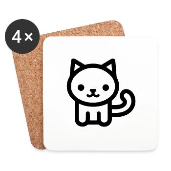 cat - Coasters (set of 4) - white - Front