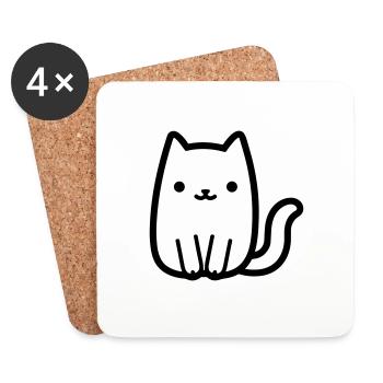 cat - Coasters (set of 4) - white - Front