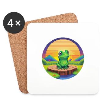 Retro Pixel Frog - Coasters (set of 4) - white - Front